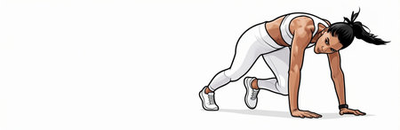 Vector illustration of a woman in sportswear doing push-ups
