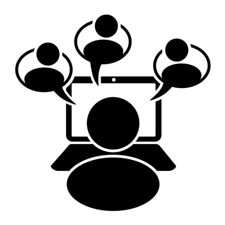 Social Network Icon - Person with Speech Bubbles in Glyph Pictogramのイラスト素材