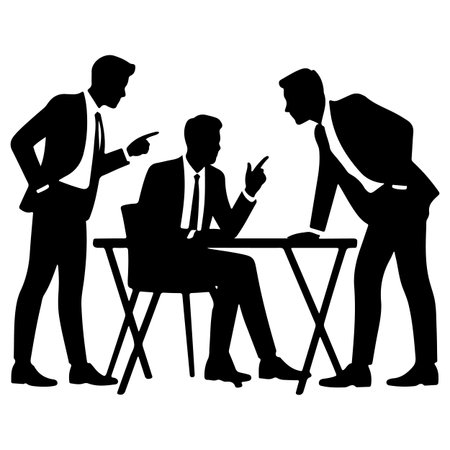 Business meeting. Vector illustration. Silhouettes of business people on a white background.のイラスト素材