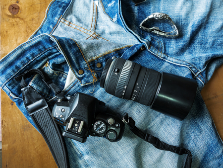 Nice blue jeans in vintage styleの写真素材