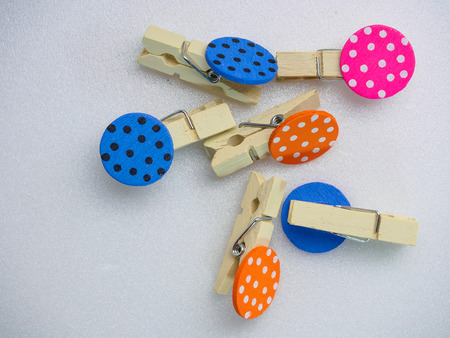 Colourful clip made of wood look like lady bird