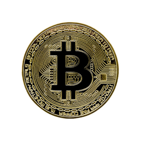 Bitcoin on white backgroundの写真素材