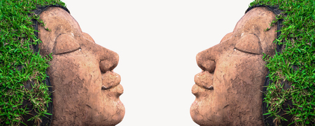 Background,Human face hair from grassの写真素材