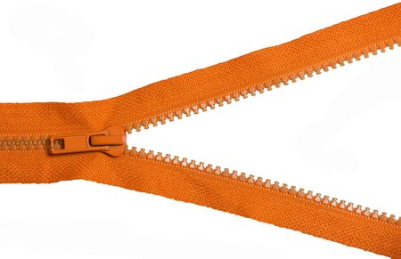 Orange zipper on white background