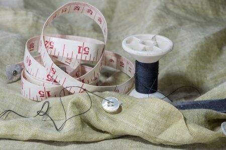 Sewing accessories on linen
