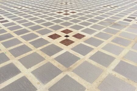 Perspective View of grunge square pattern of concrete yard