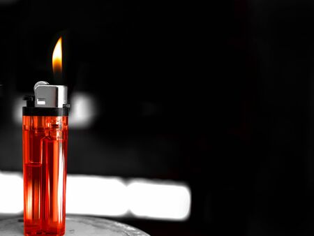 plastic Gas lighter in black background の写真素材