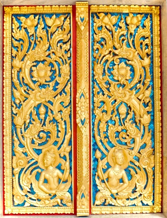 Native Thai style wood carving の写真素材