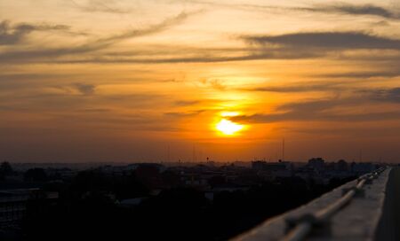 Dark sunset in the city,Thailandの写真素材