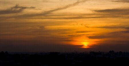 Dark sunset in the city,Thailandの写真素材