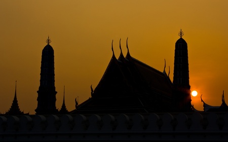 Silhouette of  Wat Phra kaewの写真素材