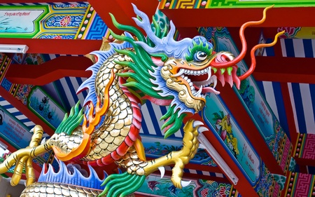 Colorful dragon statuesのeditorial素材