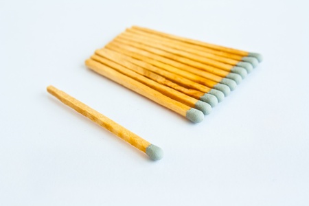 Gray head matches on white backgroundの写真素材