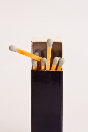 Gray head matches with box on white backgroundの写真素材
