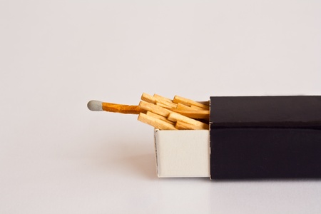 Gray head matches with box on white backgroundの写真素材