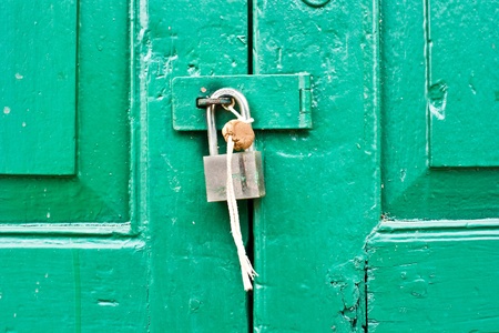 Green door locked の写真素材