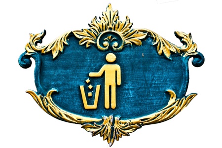 Figure of person throwing garbage into a trash canの写真素材