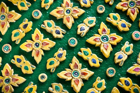 Colorful Thai style molding decoration at Wat Phra Kaew, Bangkok, Thailandの写真素材