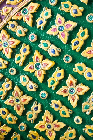 Colorful Thai style molding decoration at Wat Phra Kaew, Bangkok, Thailandの写真素材