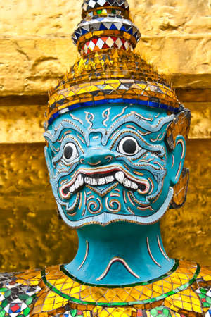 Statue the face giant at Wat Phra Kaew in Bangkok, Thailandの写真素材