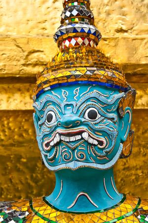 Statue the face giant at Wat Phra Kaew in Bangkok, Thailandの写真素材