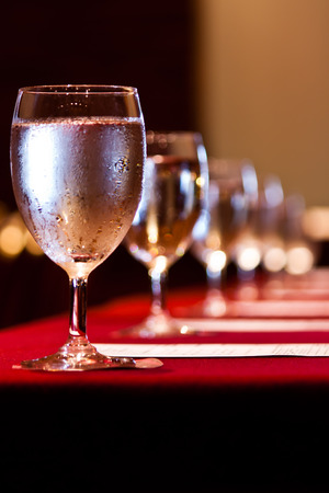 Glasses with water in the conference roomの写真素材