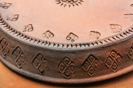 Closeup Thai pattern design of earthenware potteryの写真素材