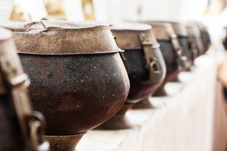 monk bowl for making merit or donation with lockedの写真素材