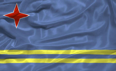 illustration of waving Aruban Flag close upの写真素材