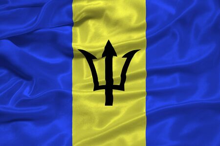 illustration of waving Barbadian Flag close upの写真素材