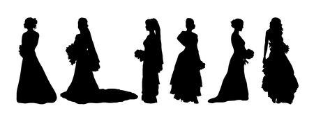 banner silhouettes of various s on white backgroundの写真素材