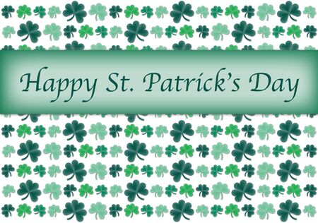Pattern illustration of clovers with Happy St. Patrick's Day textの写真素材