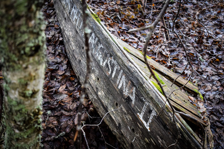 Stranded and forgotten boatの写真素材