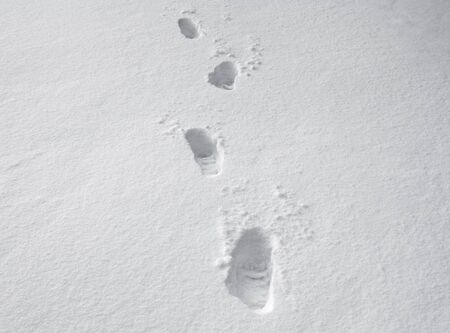 Footprints in the snowの写真素材