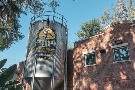 WINTER GARDEN, FLORIDA: MAY 29, 2019 - Crooked Can Brwery silo at Plant Street market in historic...