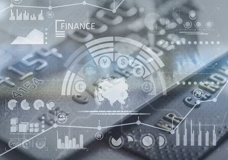 Finance charts and credit cardの写真素材