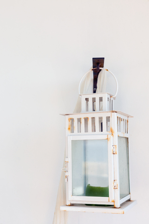 The lantern on the wallの写真素材