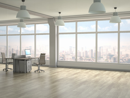 Modern office interior. 3D renderの写真素材