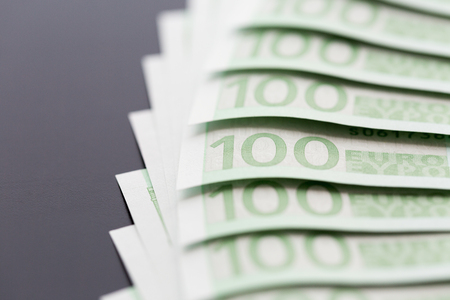 Close-up of 100 Euro banknotesの写真素材