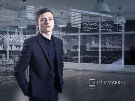 A businessman and stock market conceptの写真素材