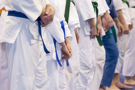 People in kimono on martial arts trainingの写真素材