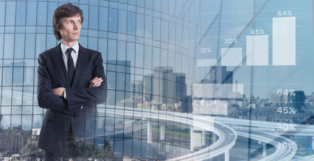 Modern business concept. Smart businessman in collageの写真素材