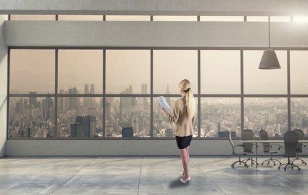 A successful business concept. Open space loft officeの写真素材