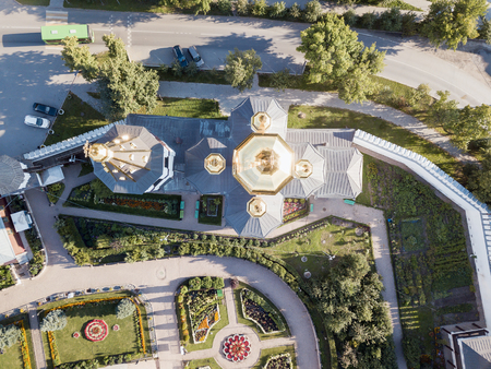 Aerial shot of the golden domes of Churchの写真素材
