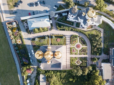 Aerial shot of the golden domes of Churchの写真素材