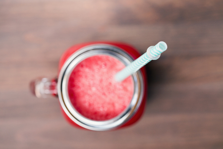 Watermelon smoothie in a mason jar. Healthy choiceの写真素材