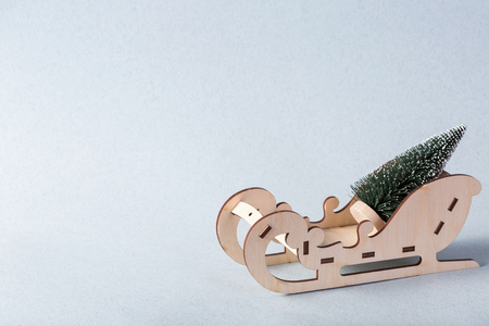 A sleigh that carry the Christmas treeの写真素材