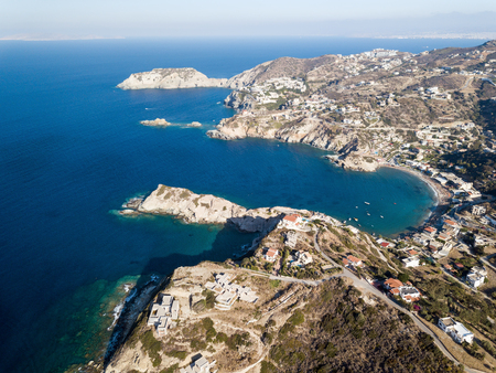Aerial drone photo of beautiful coastline with small bayの写真素材
