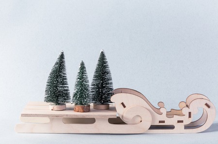 A sleigh that carry the Christmas treeの写真素材