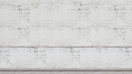 A white brick wall and concrete floor. Empty roomの写真素材